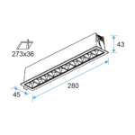 GR30 Recessed LED Grille Light 23W Fixed, UGR<10