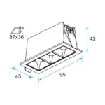 GR30 Recessed LED Grille Light 7.5W Fixed, UGR<13