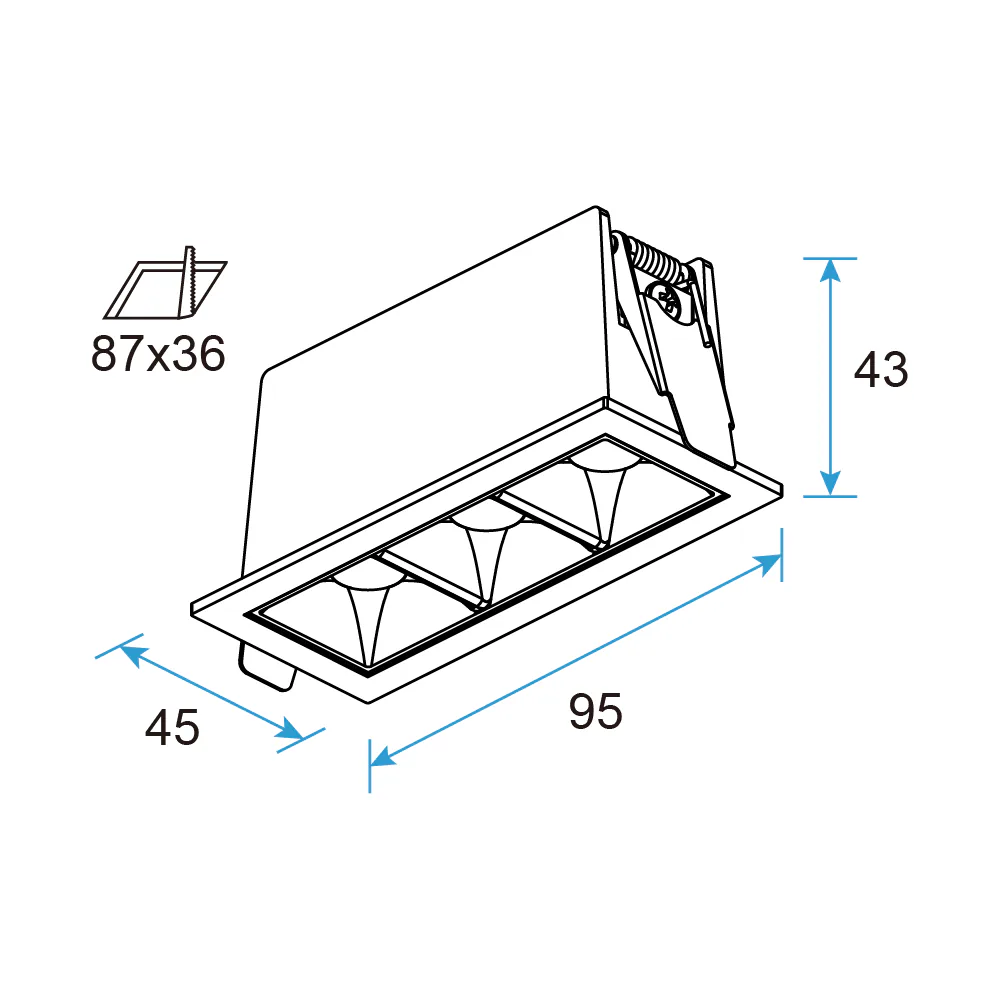 GR30 Recessed LED Grille Light 7.5W Fixed, UGR<13