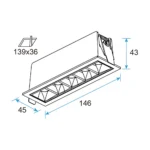 GR30 Recessed LED Grille Light 12.5W Fixed, UGR<10