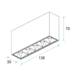 GR30 Surface-Mounted LED Grille Light 12.5W Fixed, UGR<10