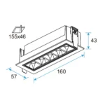 GR30 Recessed LED Grille Light 12.5W Adjustable, UGR<10
