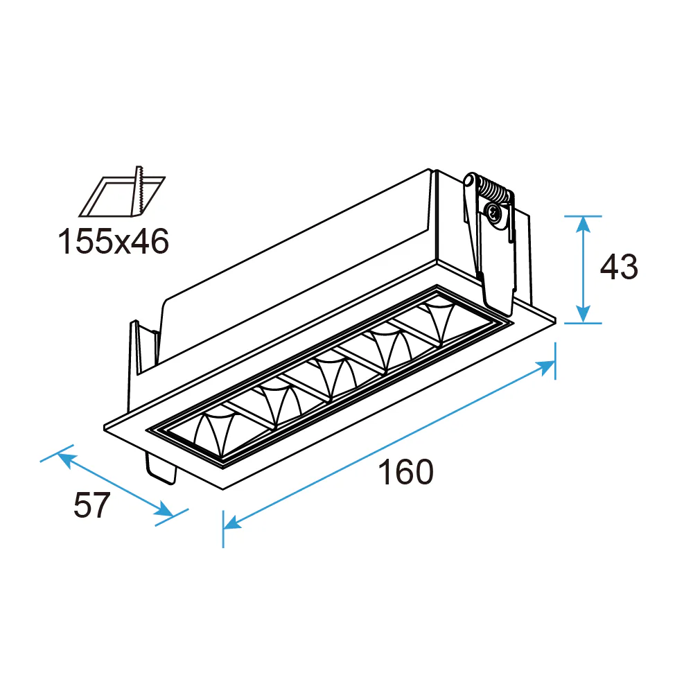 GR30 Recessed LED Grille Light 12.5W Adjustable, UGR<10
