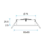 Nova HE Square Recessed LED Downlight 6.1W Adjustable, 350° Rotation