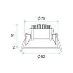 Suna HE Recessed LED Downlight 6.1W Fixed, UGR<19, 75mm Cut-out