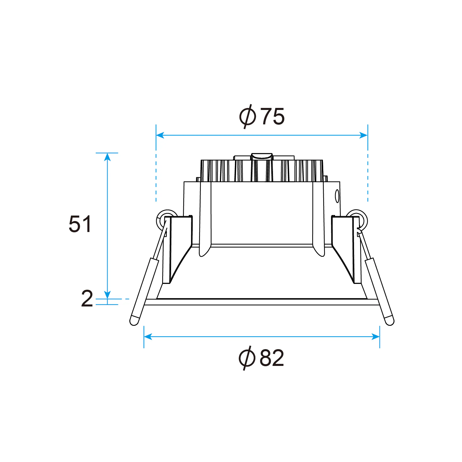 Suna HE Recessed LED Downlight 6.1W Fixed, UGR<19, 75mm Cut-out