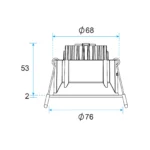 Suna HE Recessed LED Downlight 6.1W Fixed, UGR<19, 68mm Cut-out