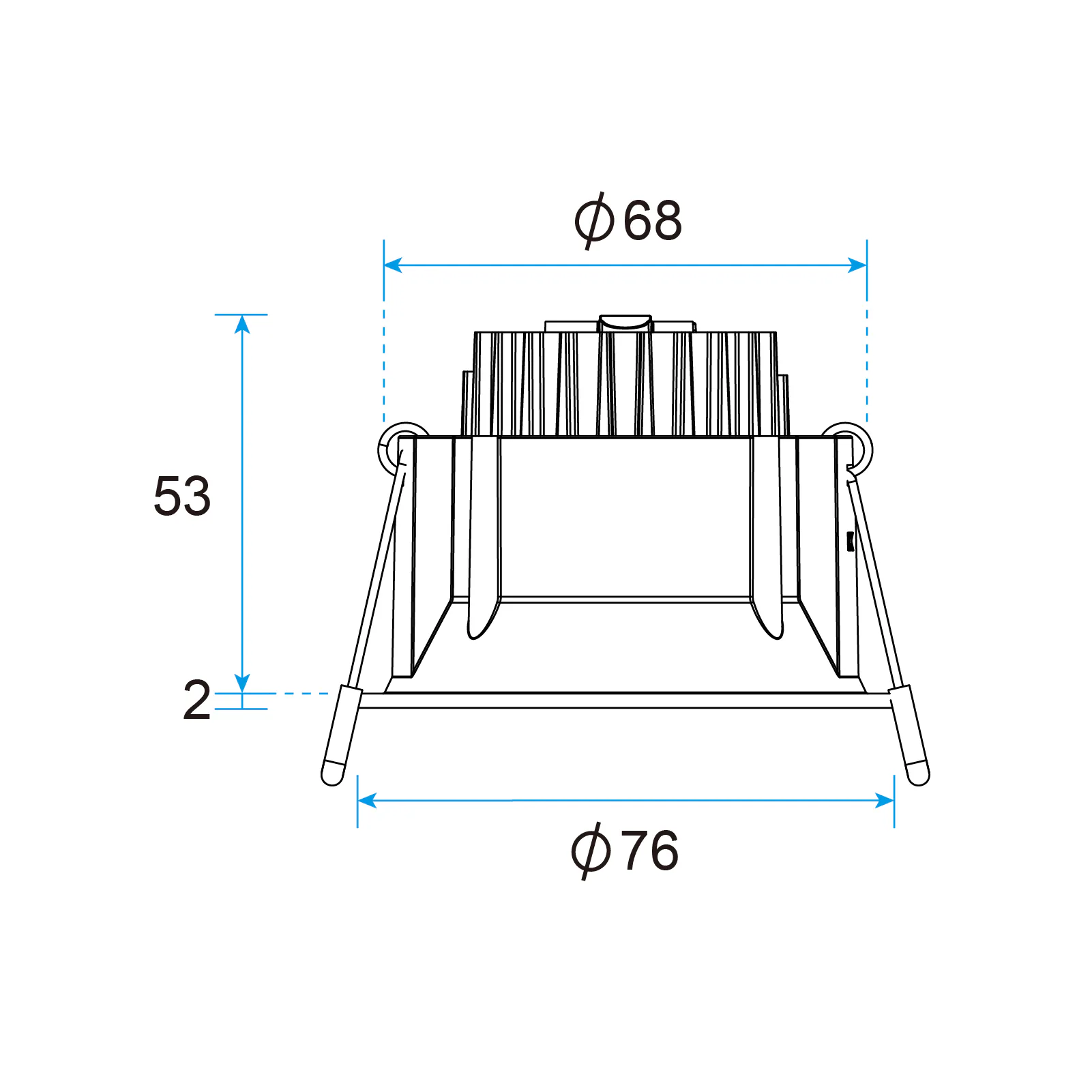 Suna HE Recessed LED Downlight 6.1W Fixed, UGR<19, 68mm Cut-out