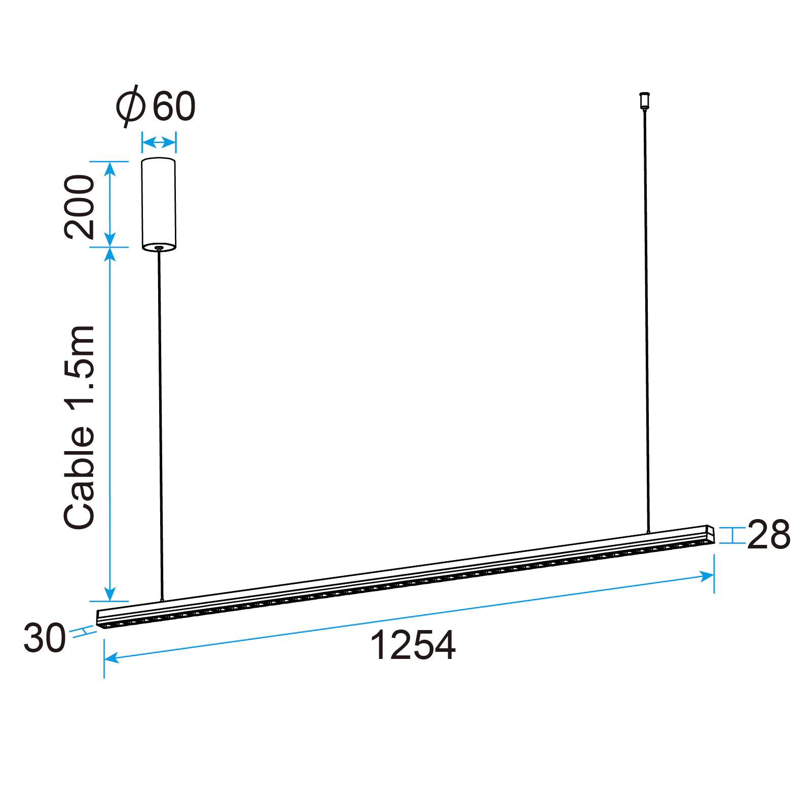Line LED Linear Pendant Light 29W, UGR<16