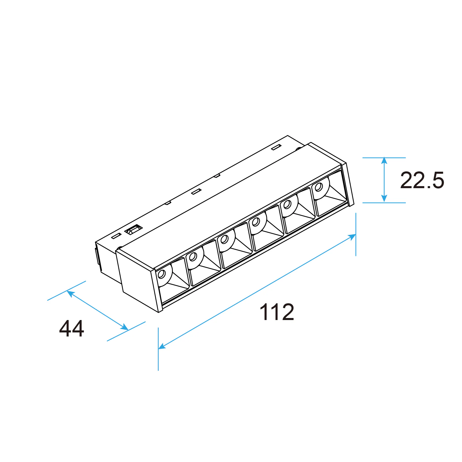 M20 LED Grille Light 6W Fixed, 48V Magnetic Track Light, UGR<13