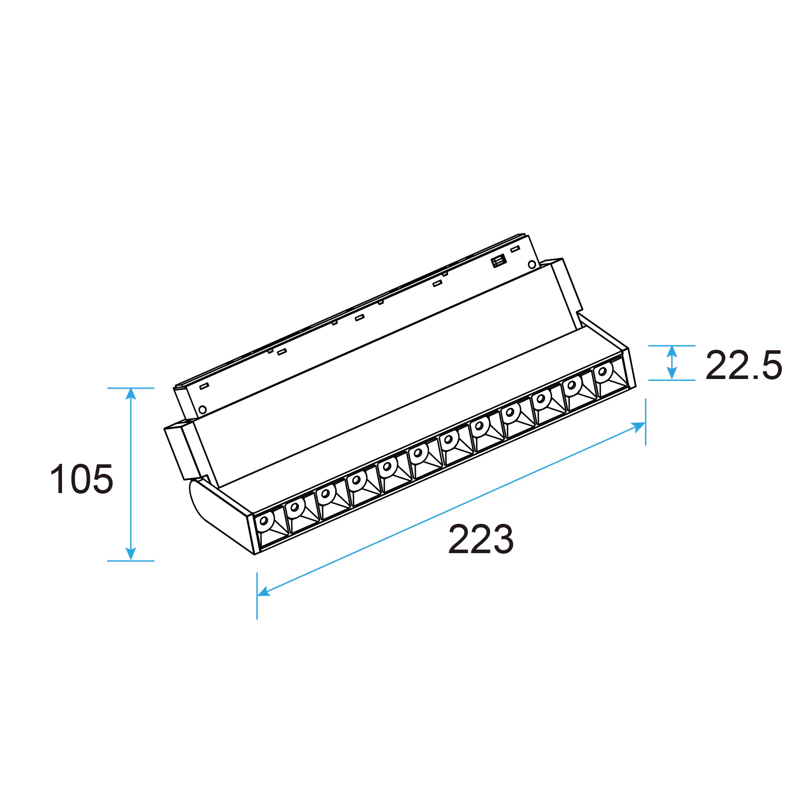 M20 LED Grille Light 10W Adjustable, 48V Magnetic Track Light, UGR<13