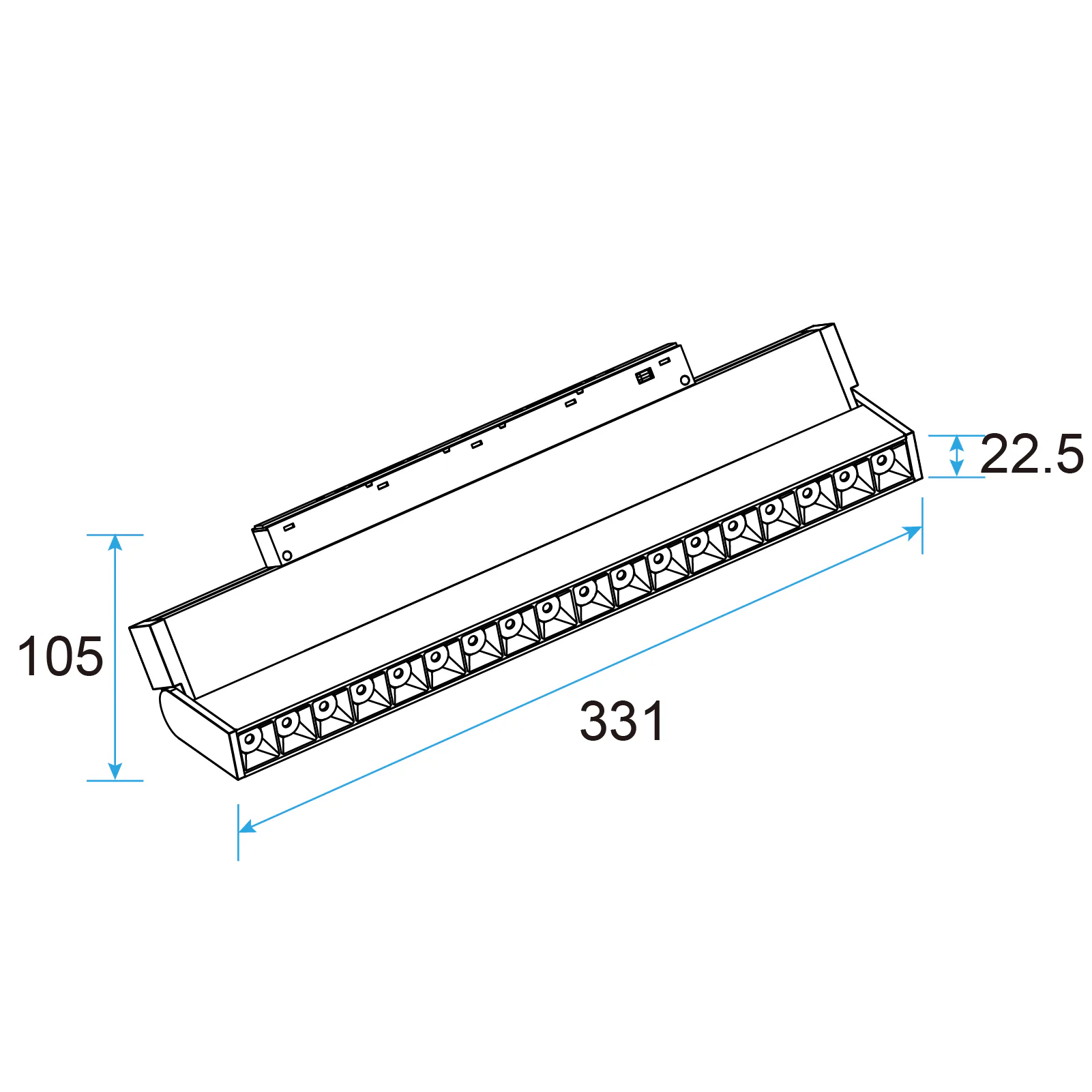 M20 LED Grille Light 15W Adjustable, 48V Magnetic Track Light, UGR<13