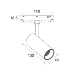M20 LED Spot Light 9.5W Adjustable, 48V Magnetic Track Light, UGR<19
