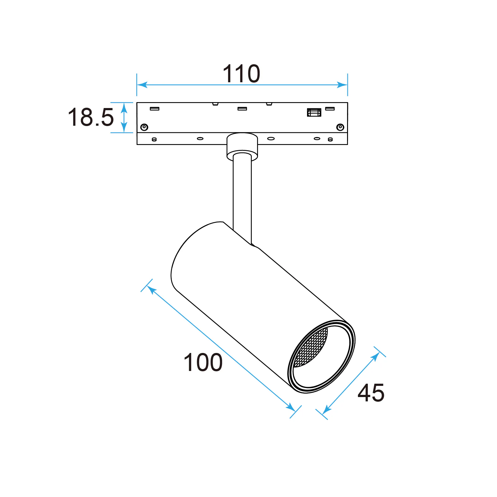 M20 LED Spot Light 9.5W Adjustable, 48V Magnetic Track Light, UGR<19