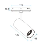 M20 LED Spot Light 20W Adjustable, 48V Magnetic Track Light, UGR<16