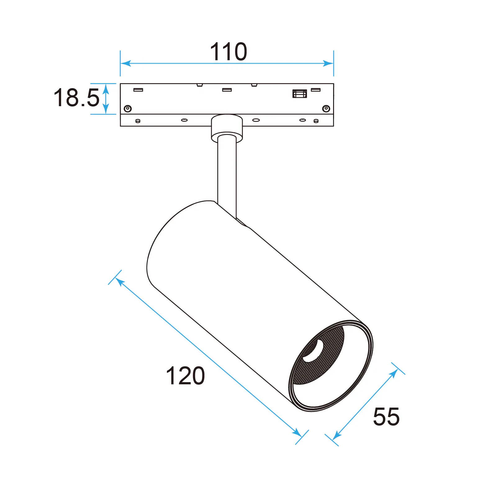 M20 LED Spot Light 20W Adjustable, 48V Magnetic Track Light, UGR<16