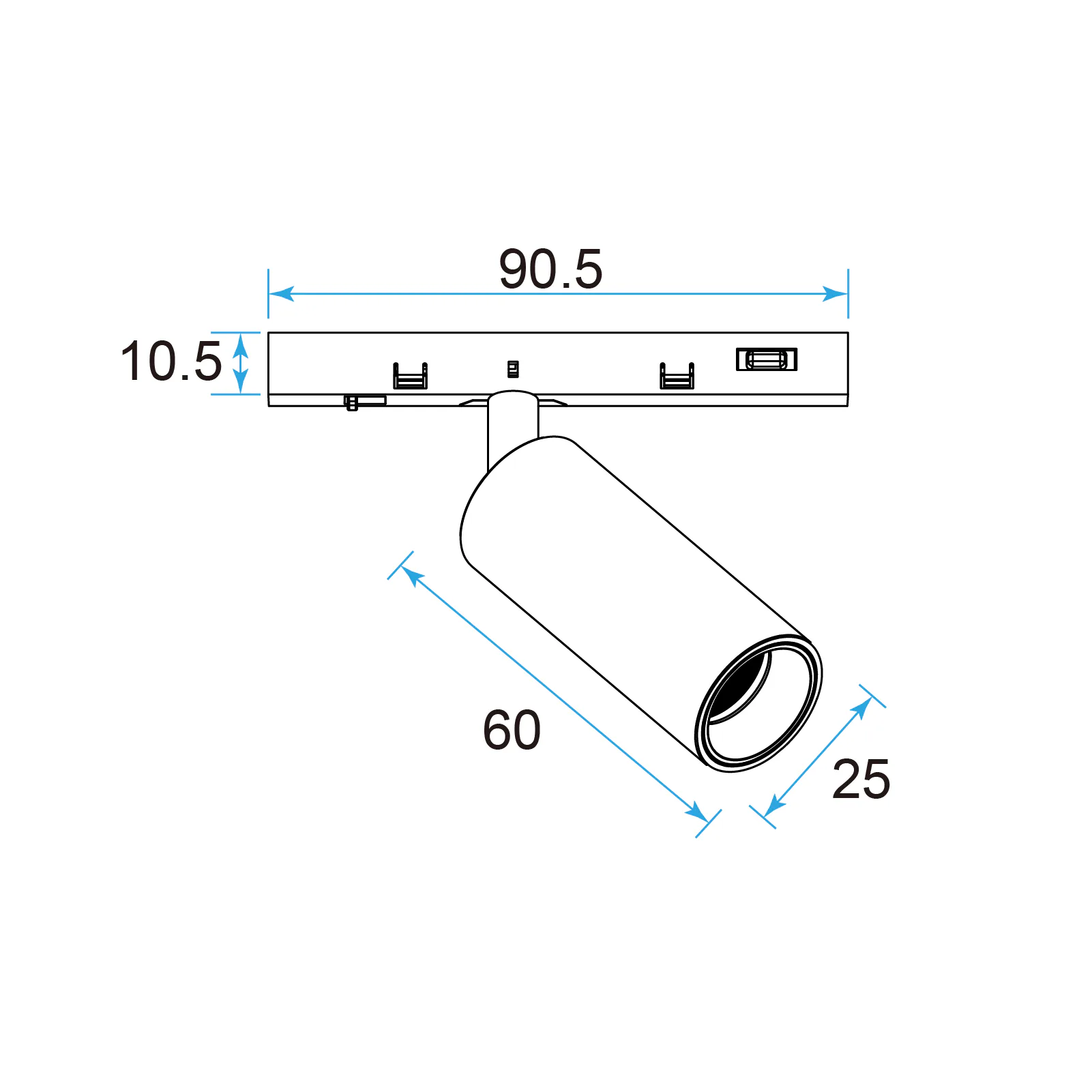M5 LED Grille Light 5W Adjustable, 24V Mini Track Light