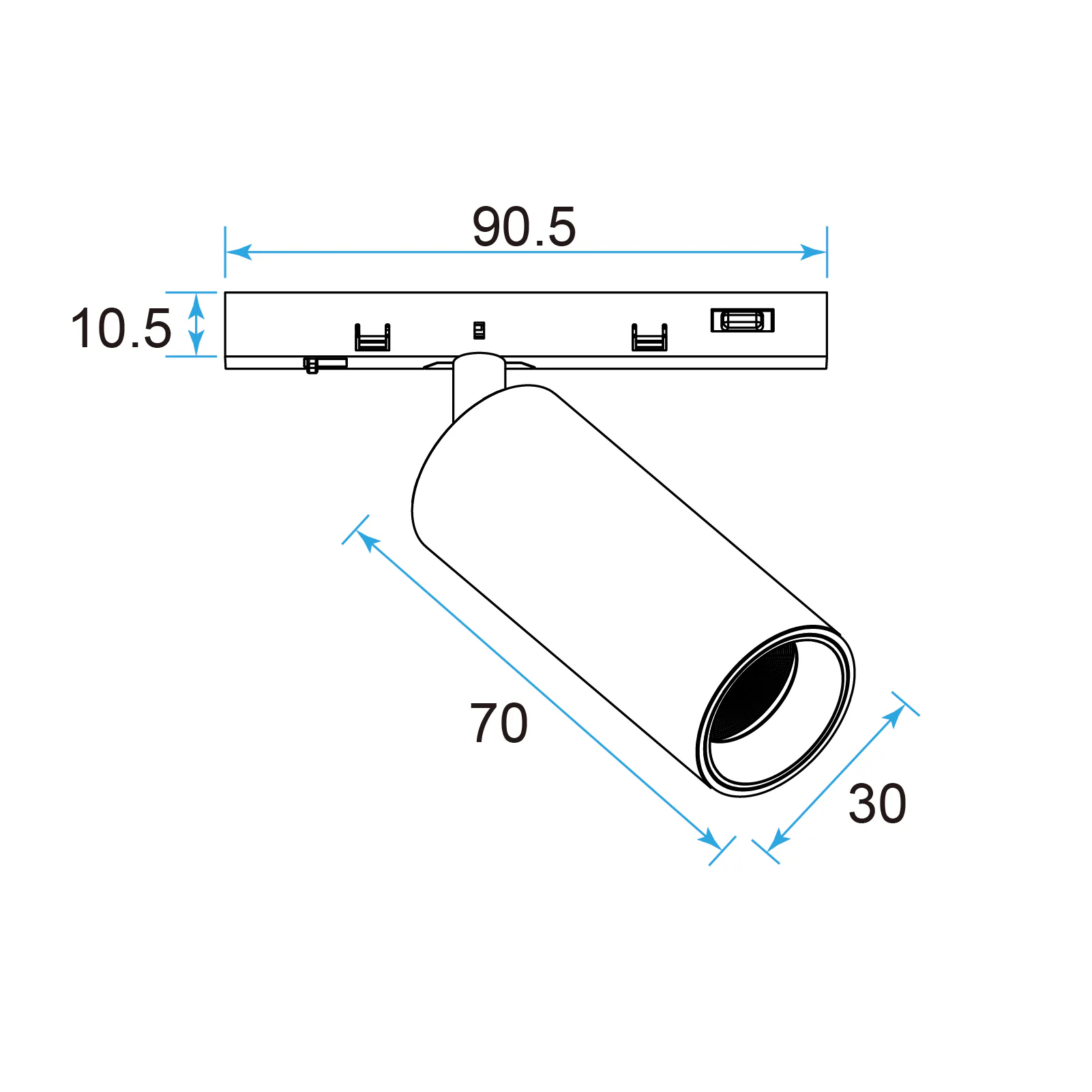 M5 LED Grille Light 7.2W Adjustable, 24V Mini Track Light, UGR<16