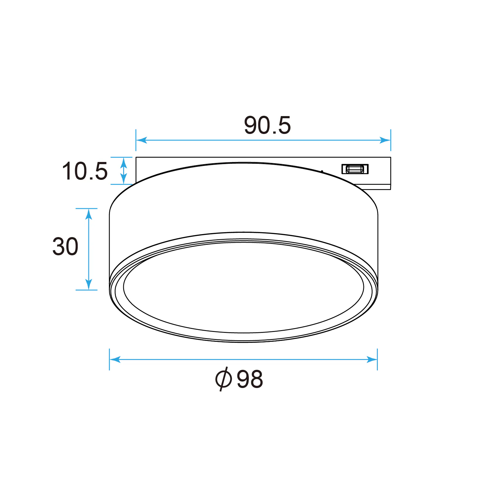 M5 LED Grille Light 12W Fixed, 24V Mini Track Light
