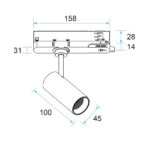 TR4 LED Spot Light 10W Adjustable, 3-Phase Track Light, UGR<19