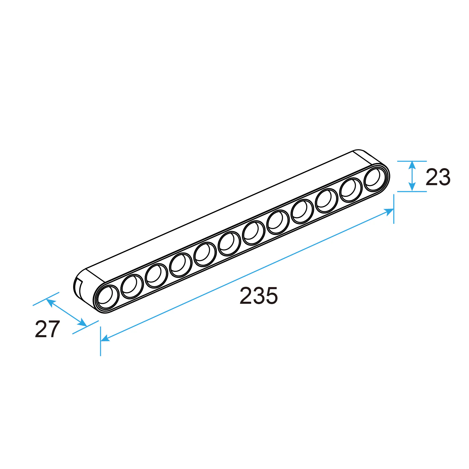 U23 LED Grille Light 12W Fixed for 48V Slim Track, UGR<16
