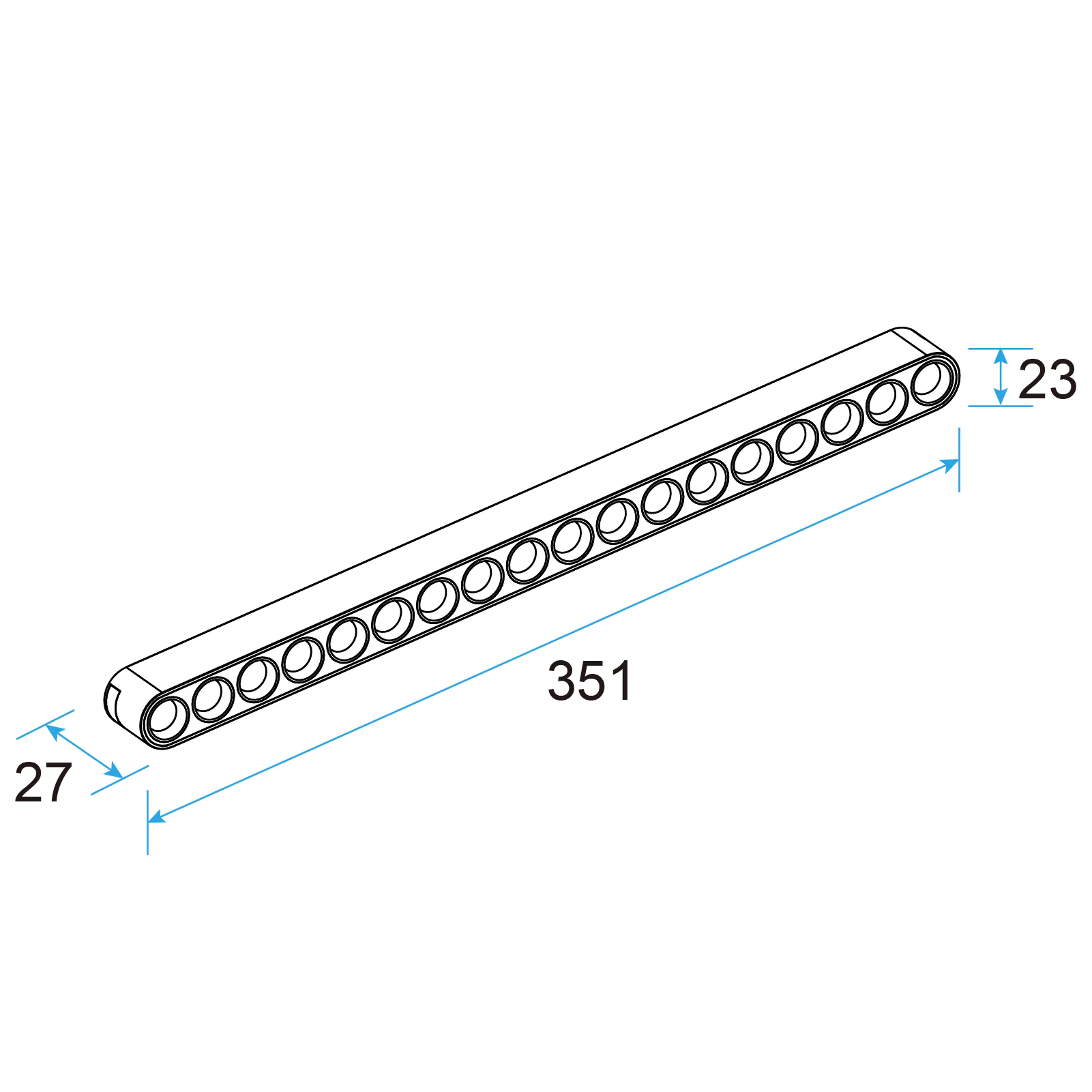 U23 LED Grille Light 18W Fixed for 48V Slim Track, UGR<16
