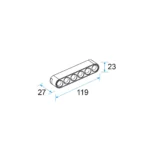 U23 LED Grille Light 6W Fixed for 48V Slim Track, UGR<19