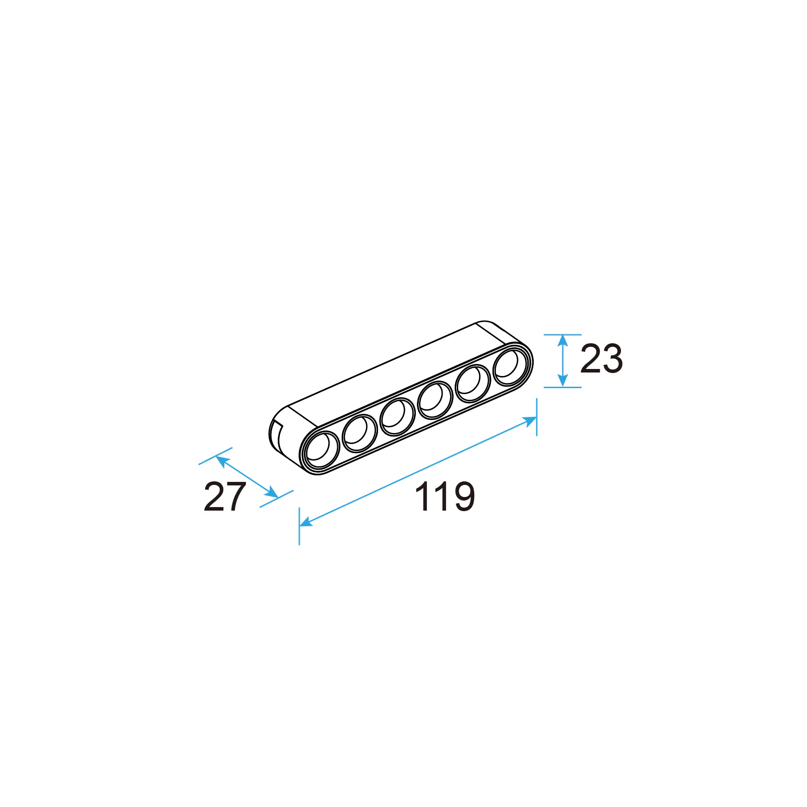 U23 LED Grille Light 6W Fixed for 48V Slim Track, UGR<19