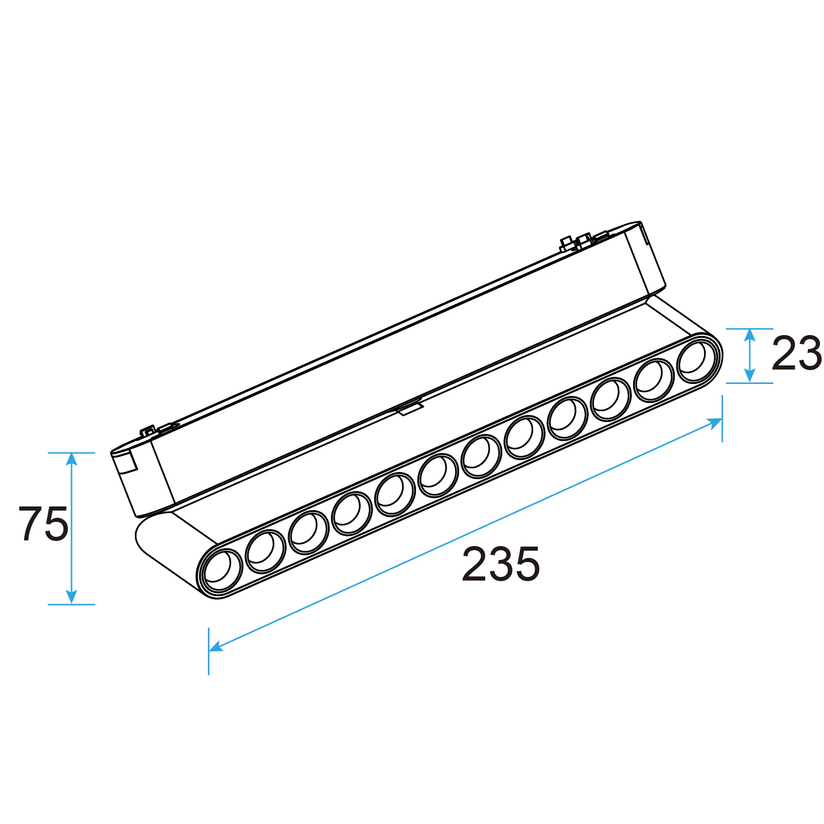 U23 LED Grille Light 12W Adjustable for 48V Slim Track, UGR<16