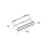 U23 LED Grille Light 6W Adjustable for 48V Slim Track, UGR<19
