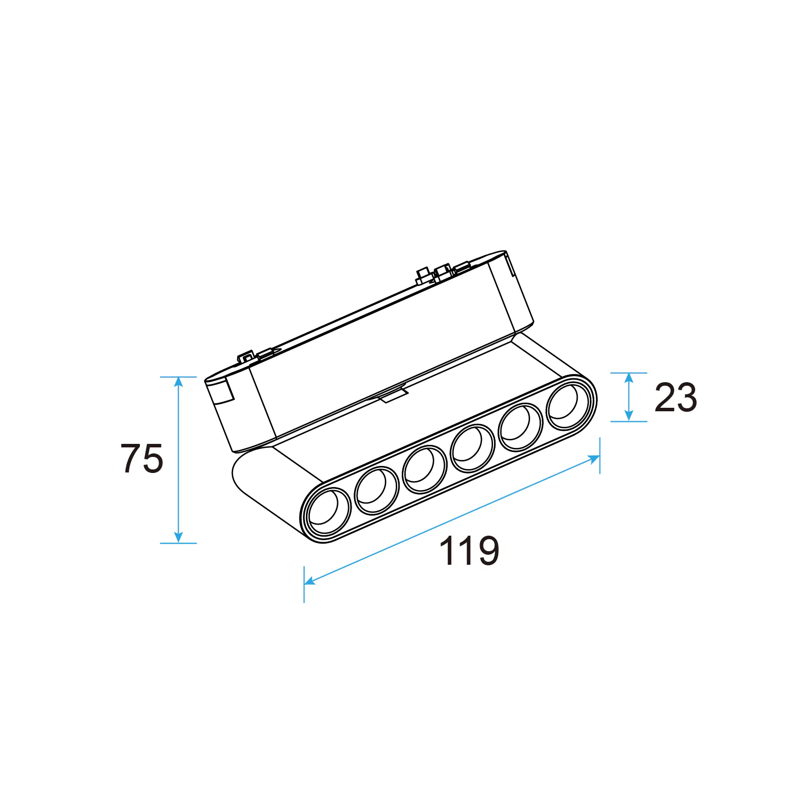 U23 LED Grille Light 6W Adjustable for 48V Slim Track, UGR<19