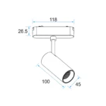 U23 LED Spot Light 9.5W Adjustable for 48V Slim Track, UGR<19