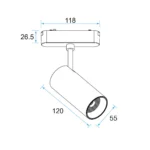 U23 LED Spot Light 20W Adjustable for 48V Slim Track, UGR<16